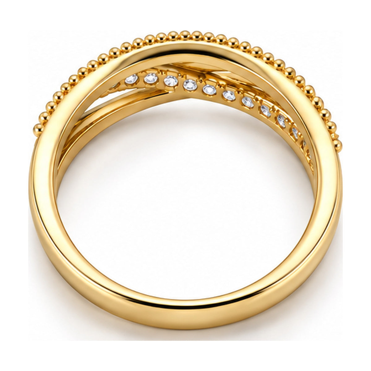 Beaded crossover pave band back view