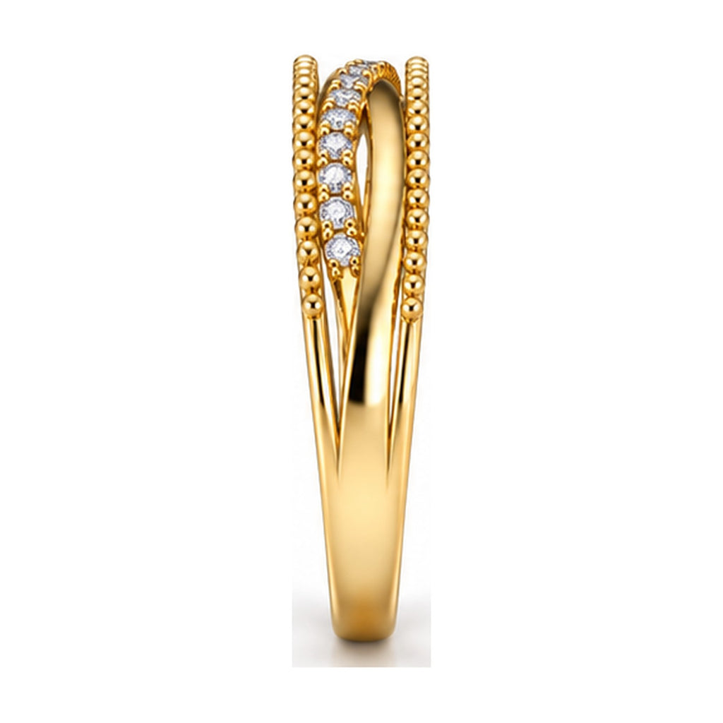 Beaded crossover pave band side view