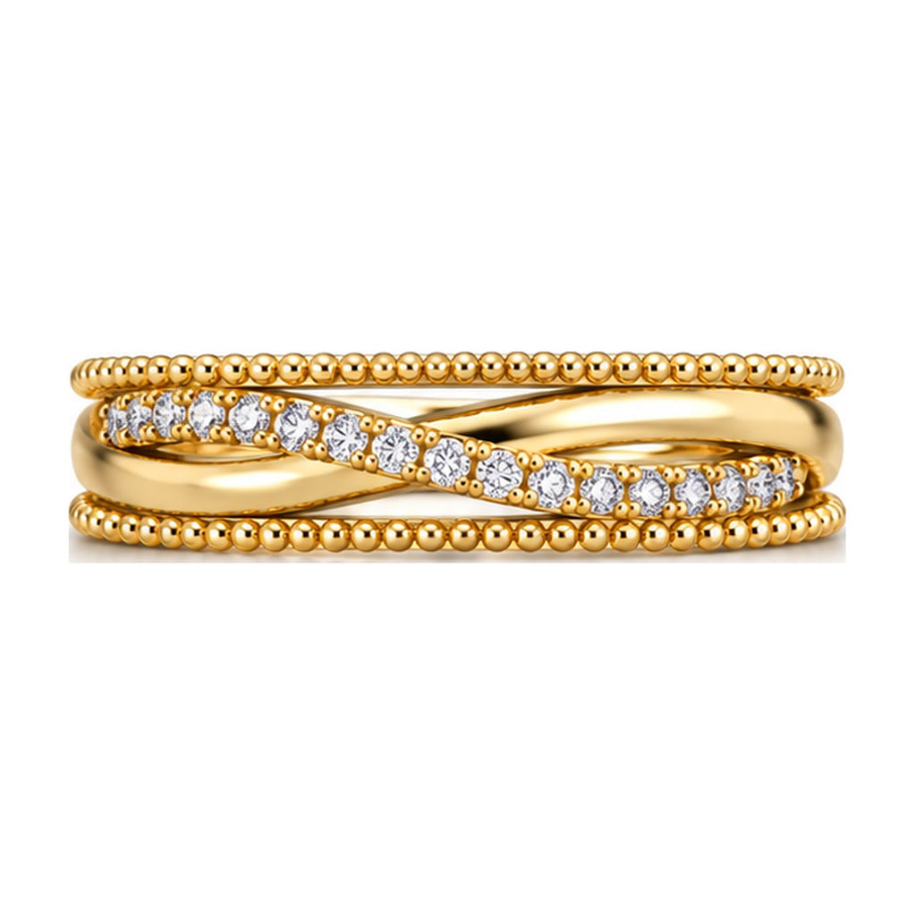 Beaded crossover pave band top view