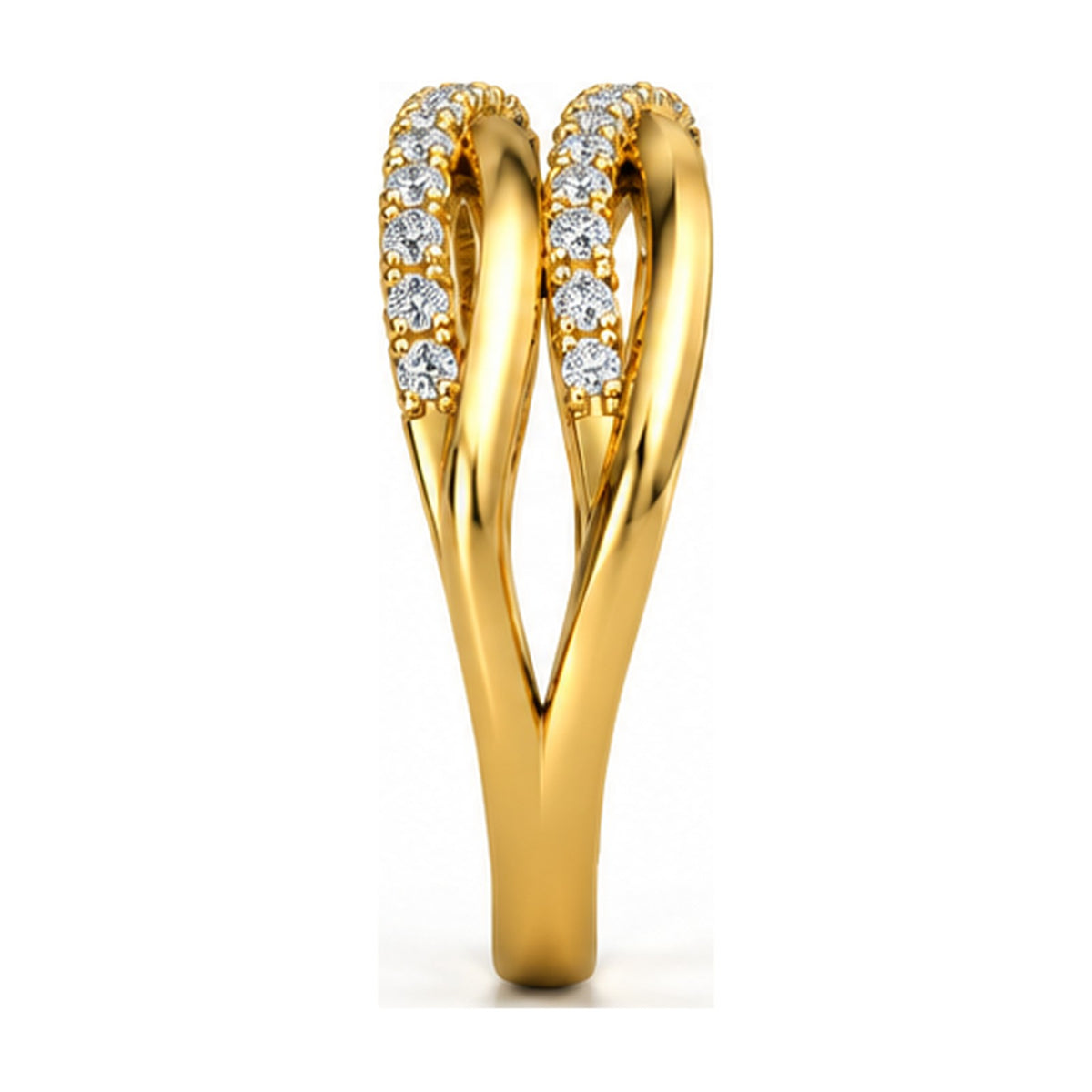 Double crossover pave band side view