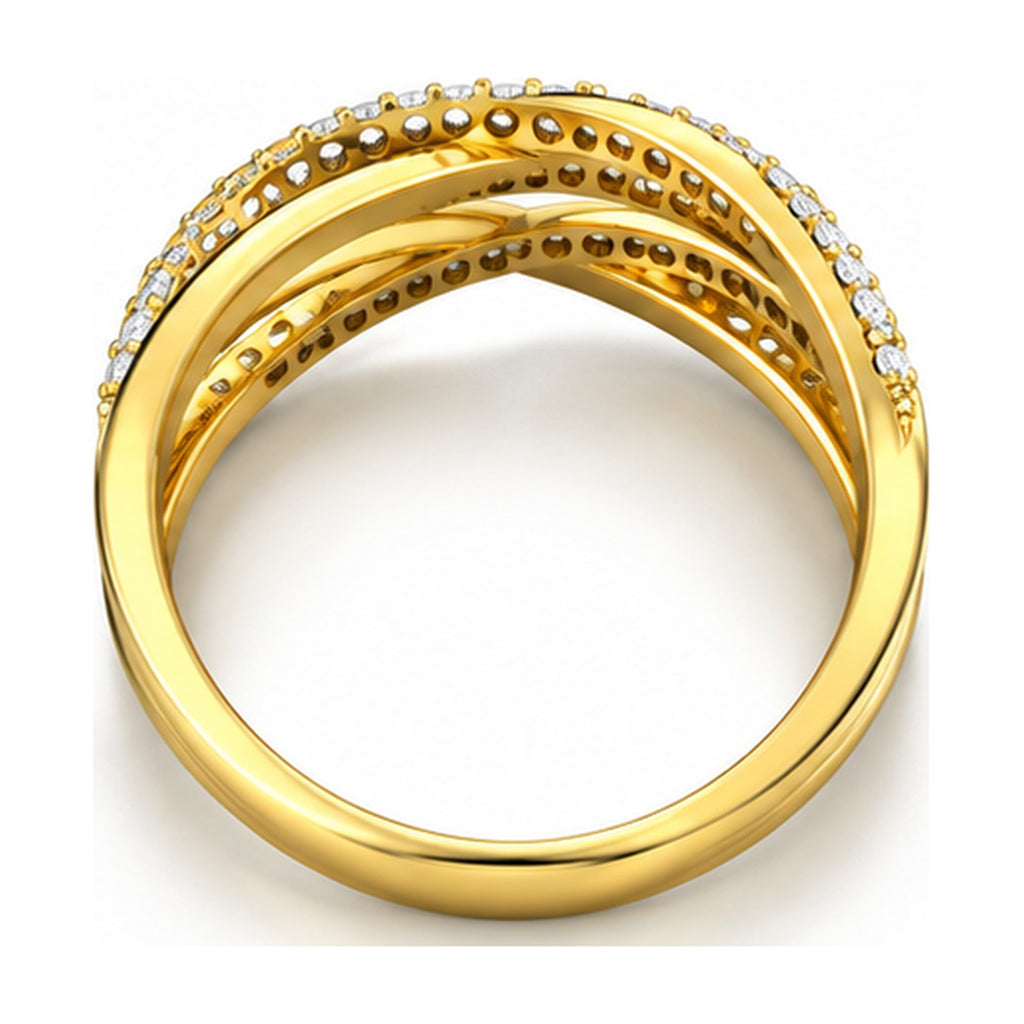 Triple strand crossover pave band back view