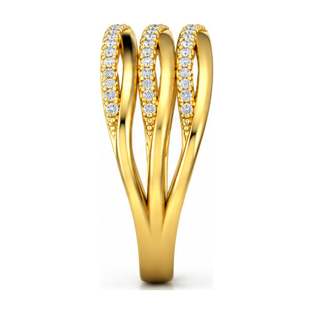 Triple strand crossover pave band side view
