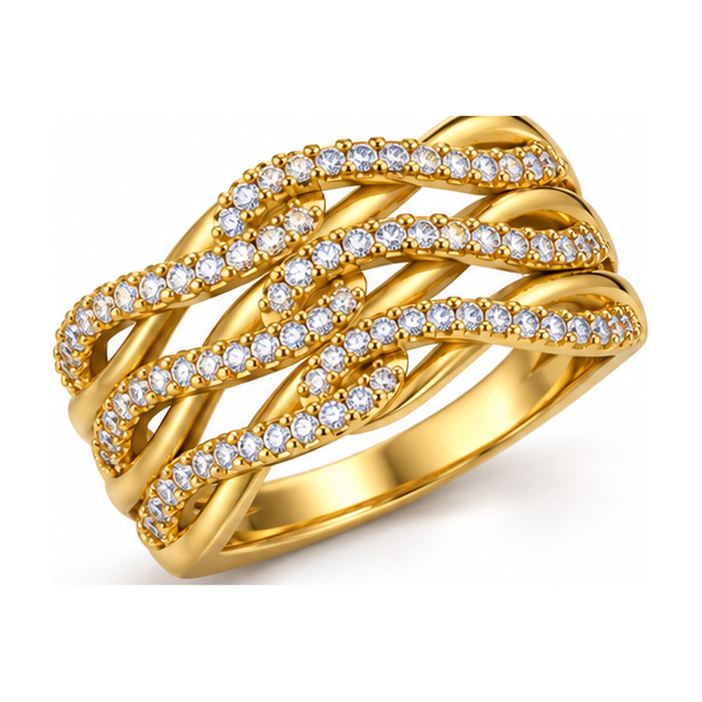 Braided triple strand pave band angled view