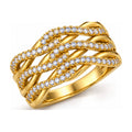 Braided triple strand pave band angled view