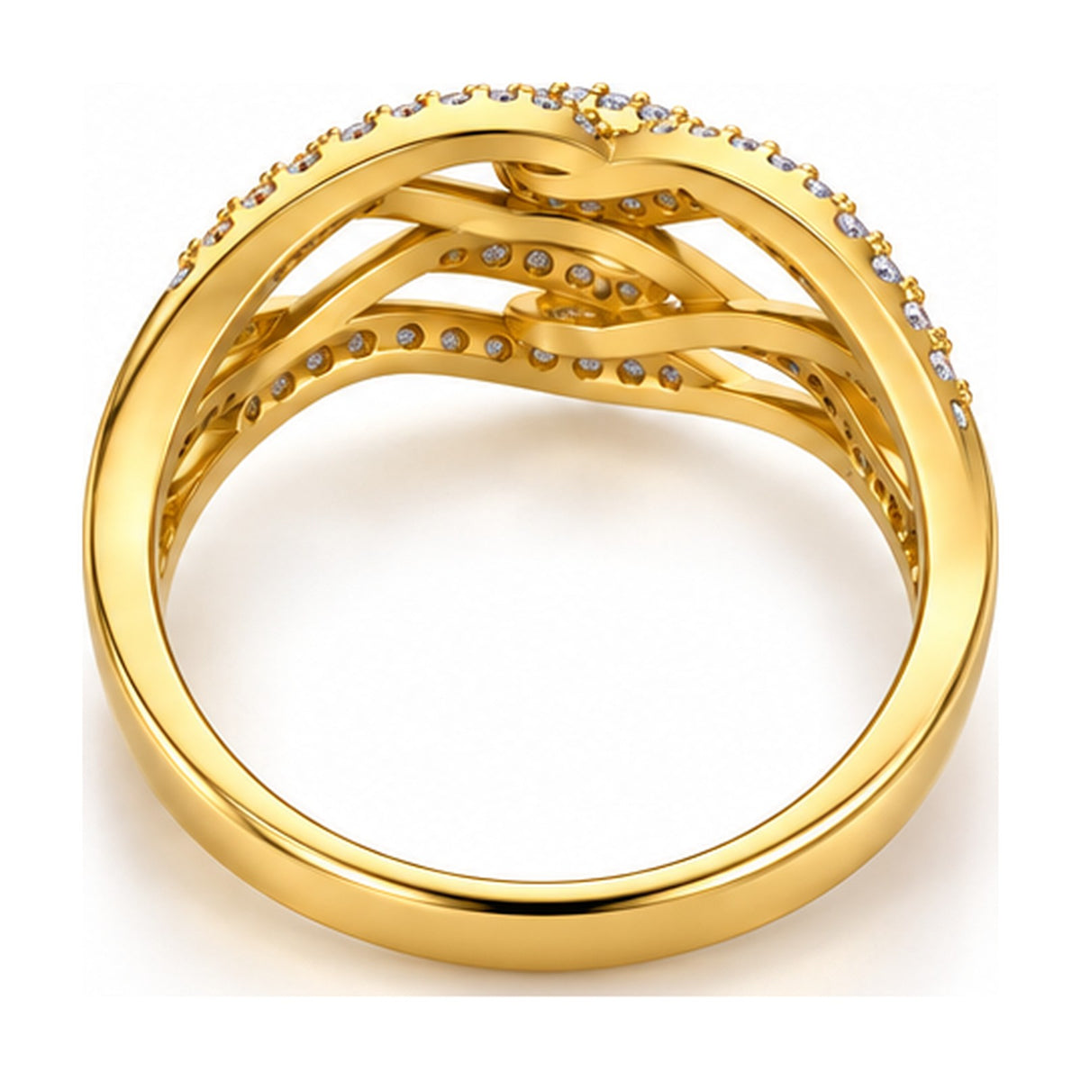 Braided triple strand pave band back view