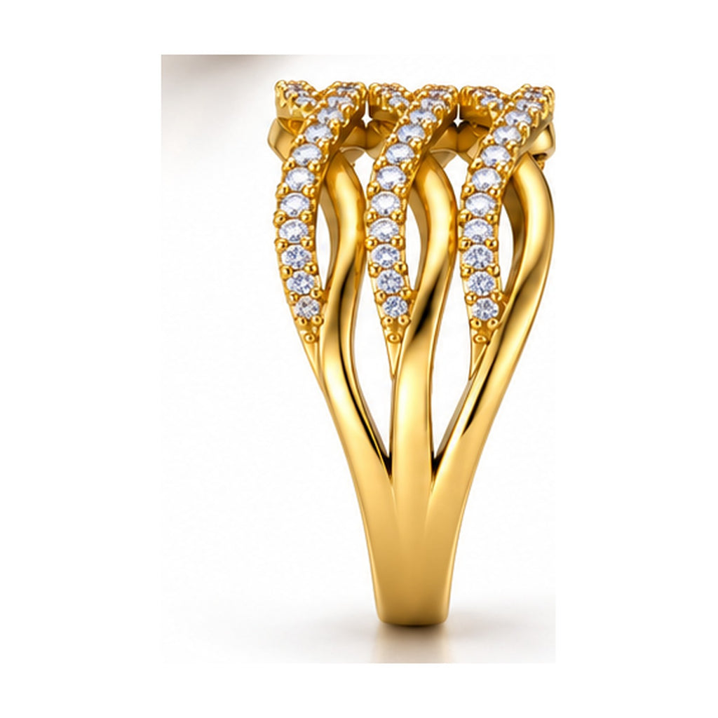 Braided triple strand pave band side view
