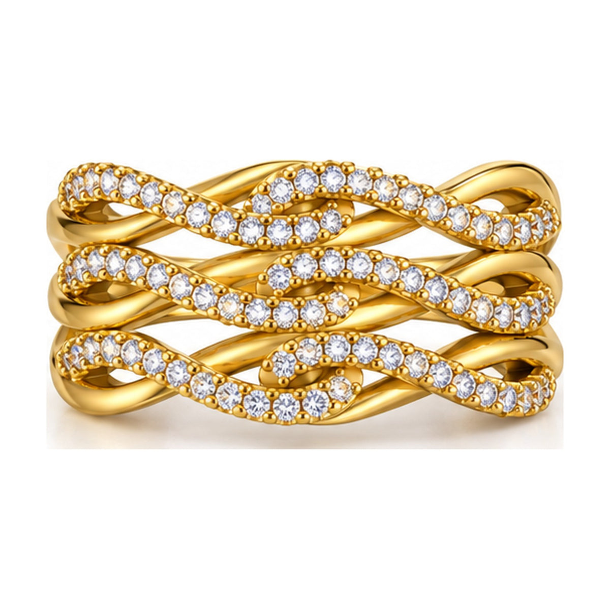 Braided triple strand pave band top view