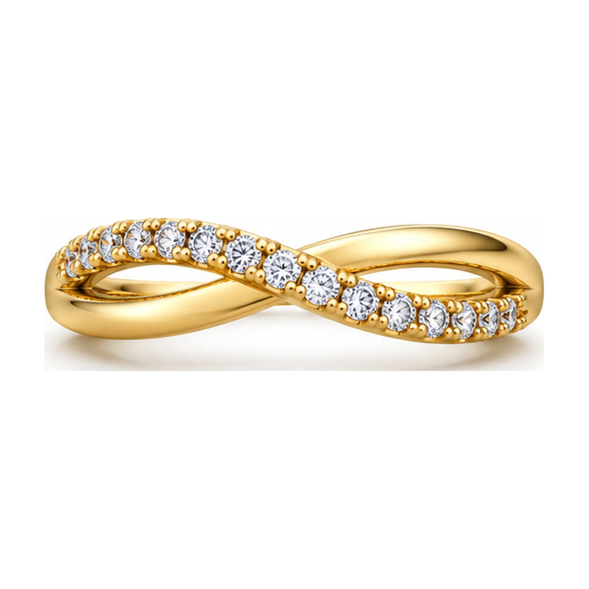 Graduated stone infinity twist band top view