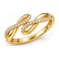 Open infinity knot pave band angled view