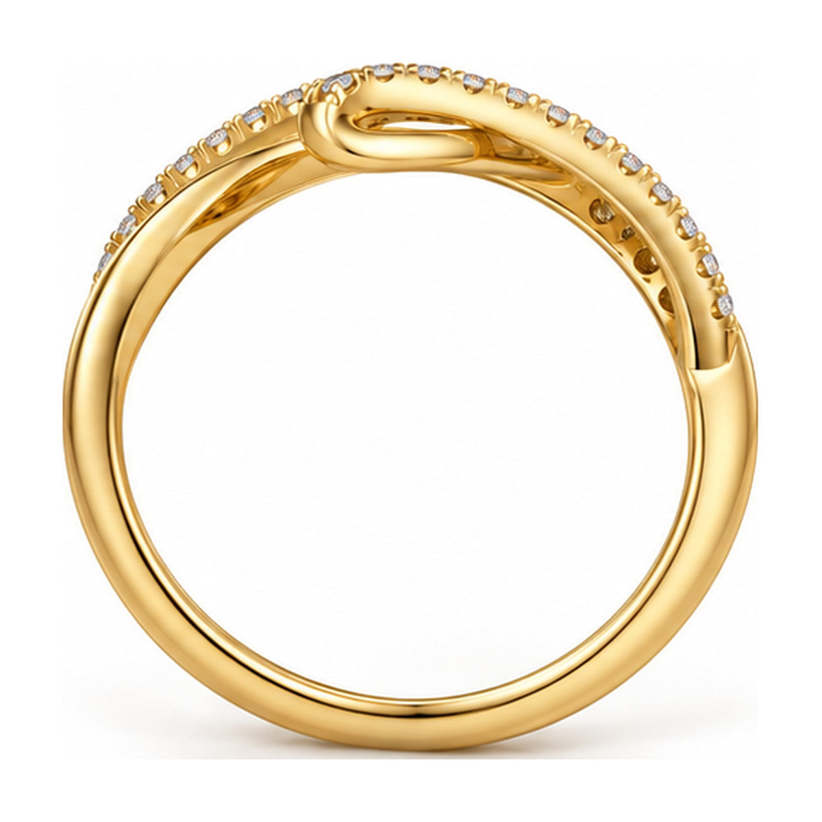 Open infinity knot pave band back view