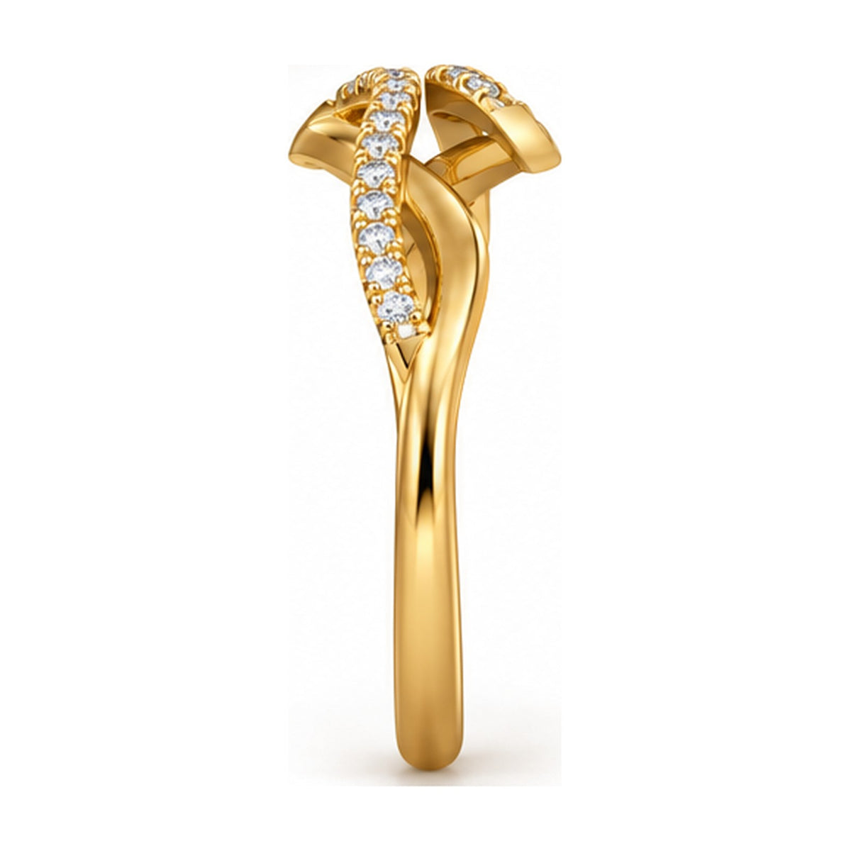 Open infinity knot pave band side view