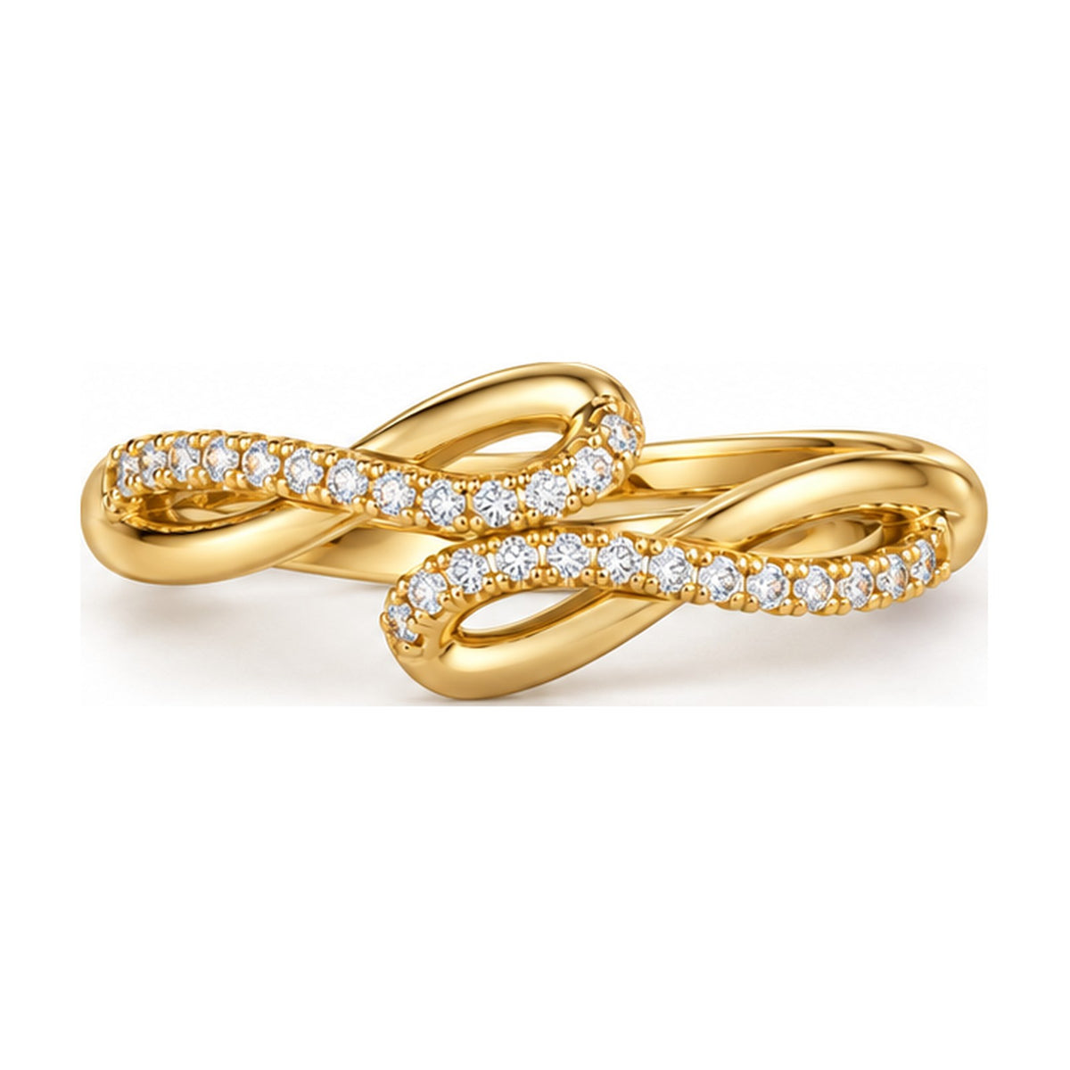 Open infinity knot pave band top view