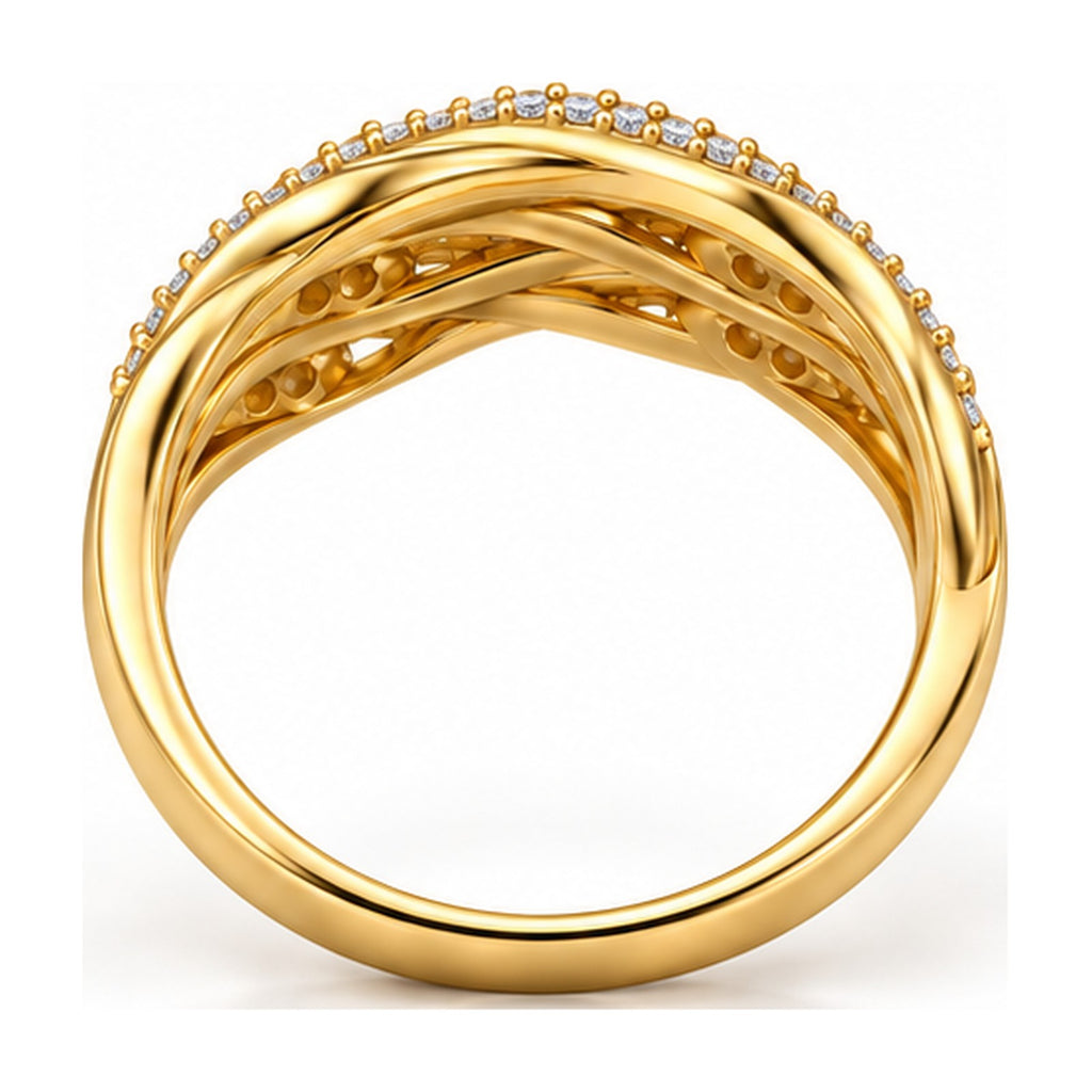Braided Twist Pavé Moissanite Wide Band Ring back view