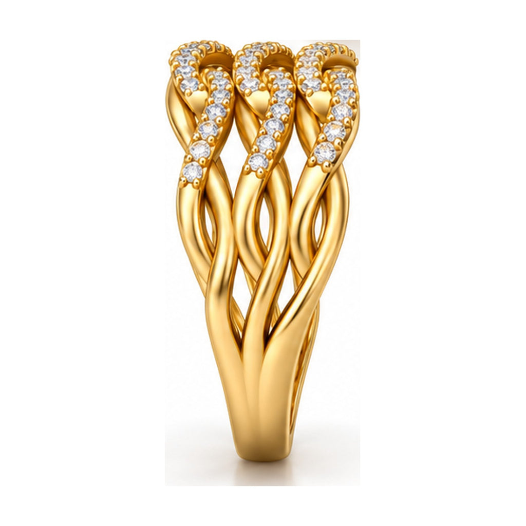 Braided Twist Pavé Moissanite Wide Band Ring side view