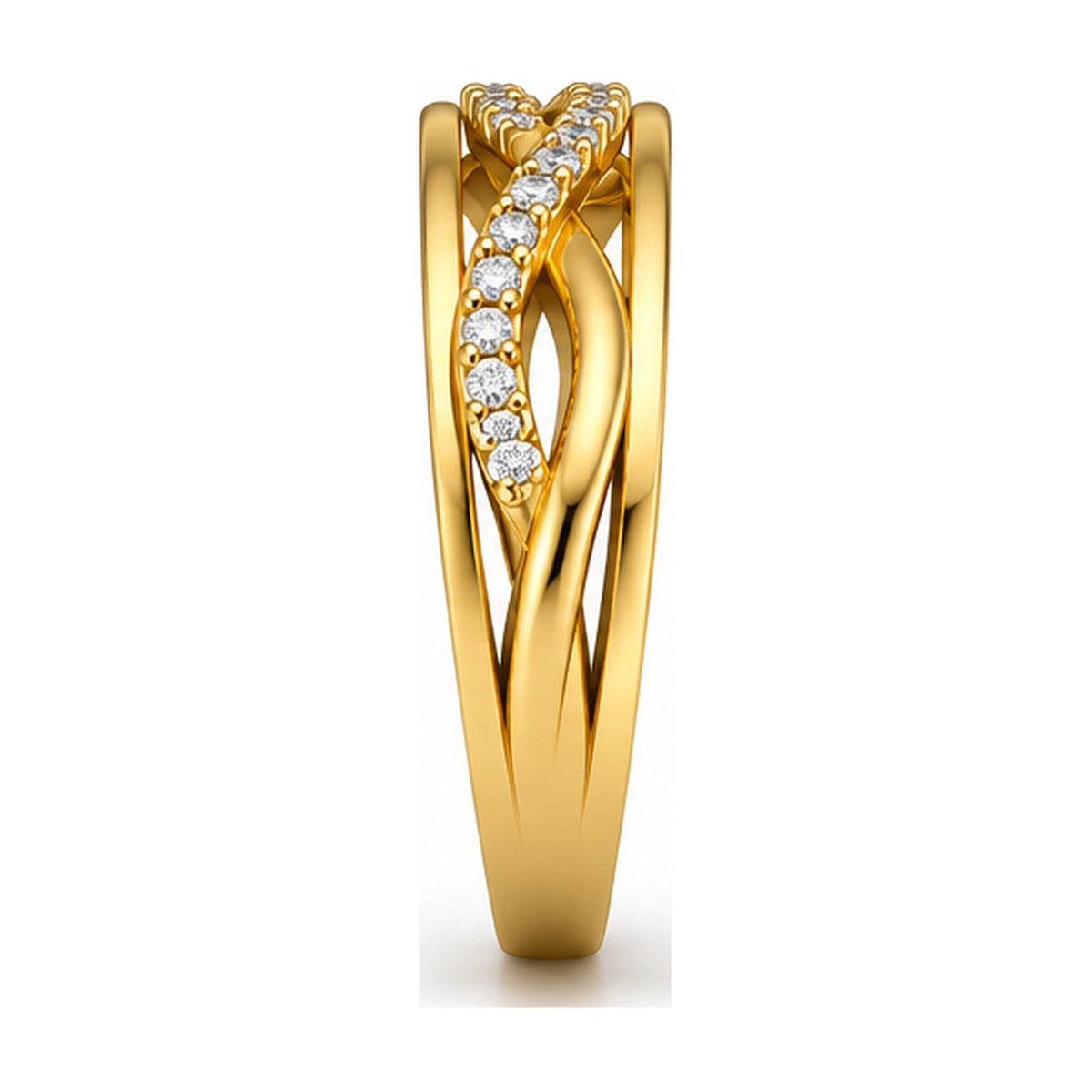 Infinity Twist Pavé Moissanite Band Ring side view