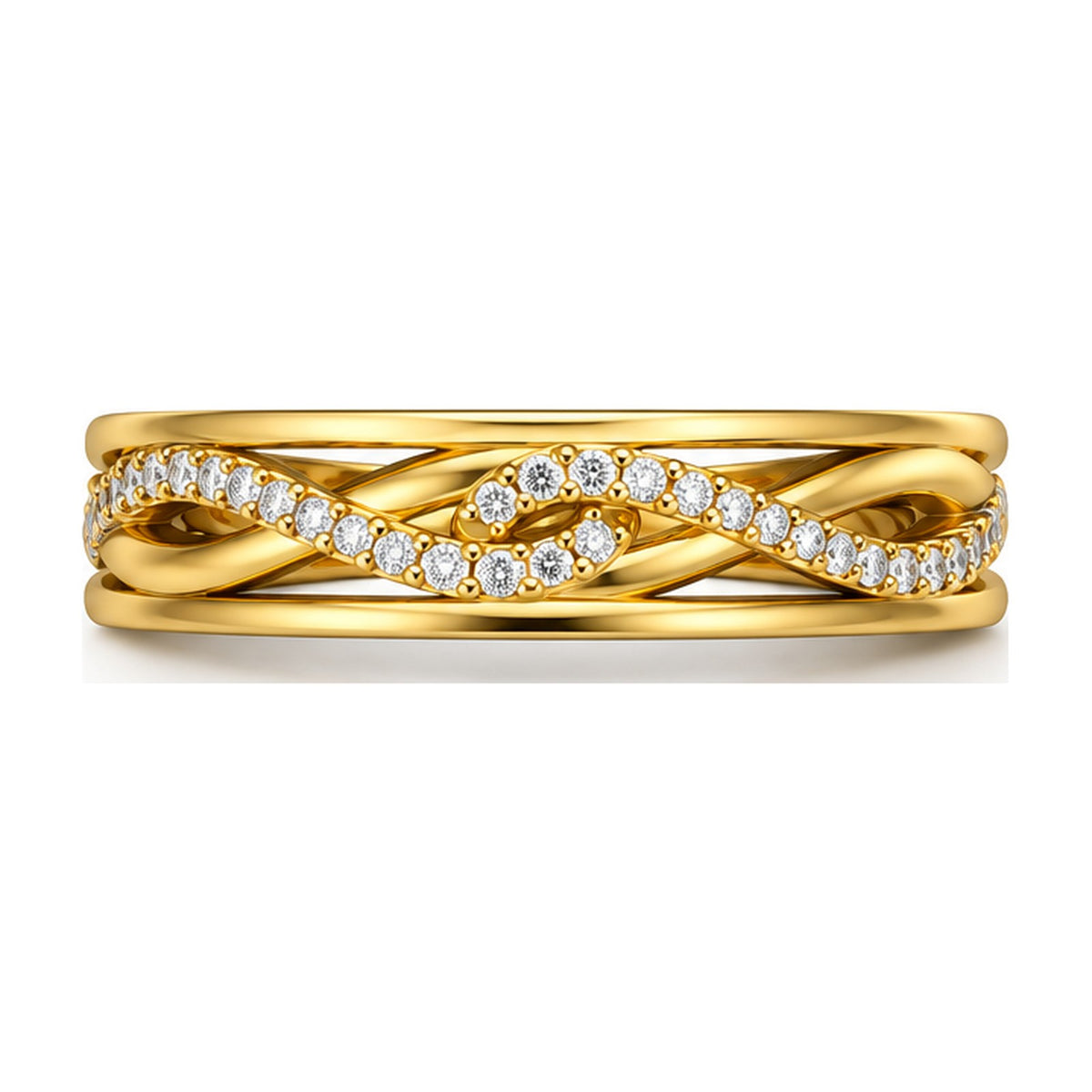 Infinity Twist Pavé Moissanite Band Ring top view