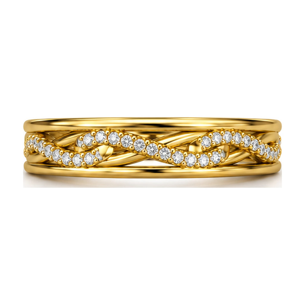 Milgrain Infinity Twist Moissanite Band Ring top view