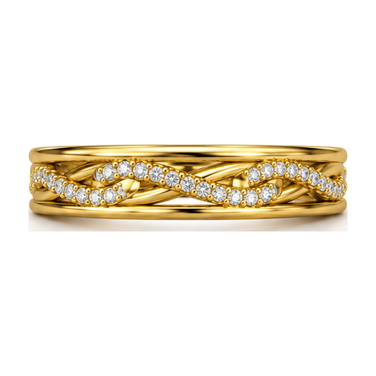 Milgrain Infinity Twist Moissanite Band Ring top view
