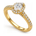 Oval Halo Pavé Engagement Ring angle view
