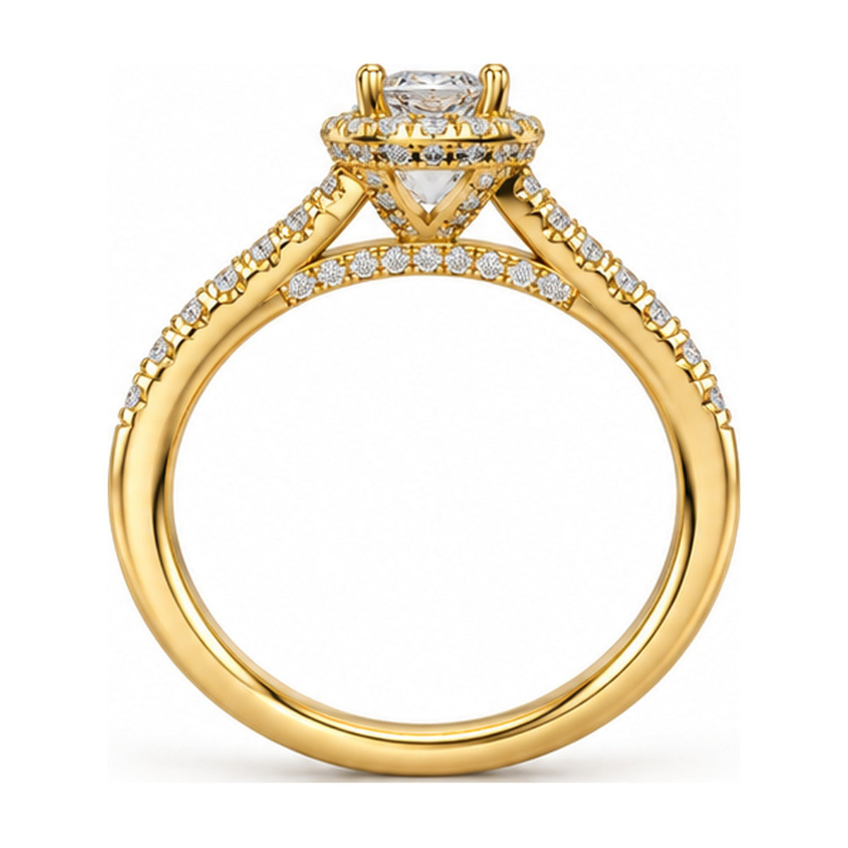 Oval Halo Pavé Engagement Ring back view