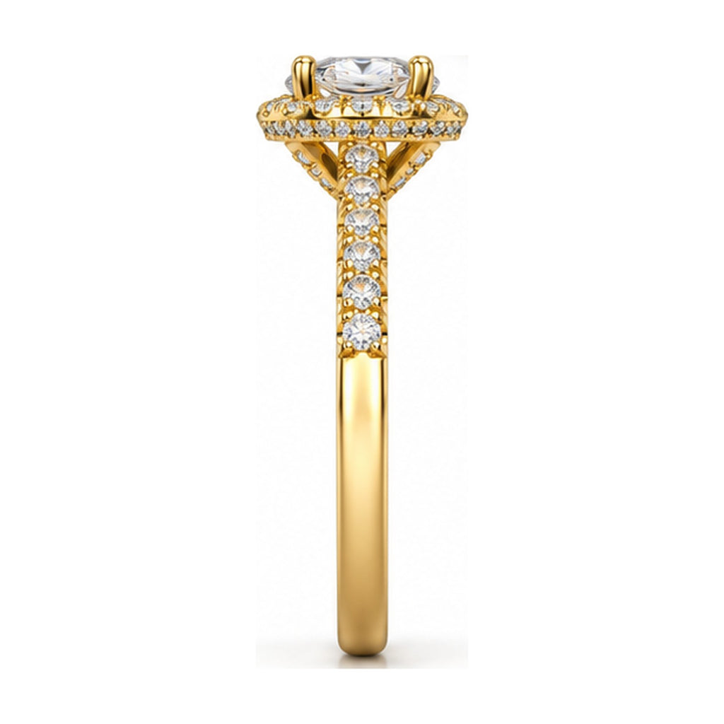 Oval Halo Pavé Engagement Ring side view