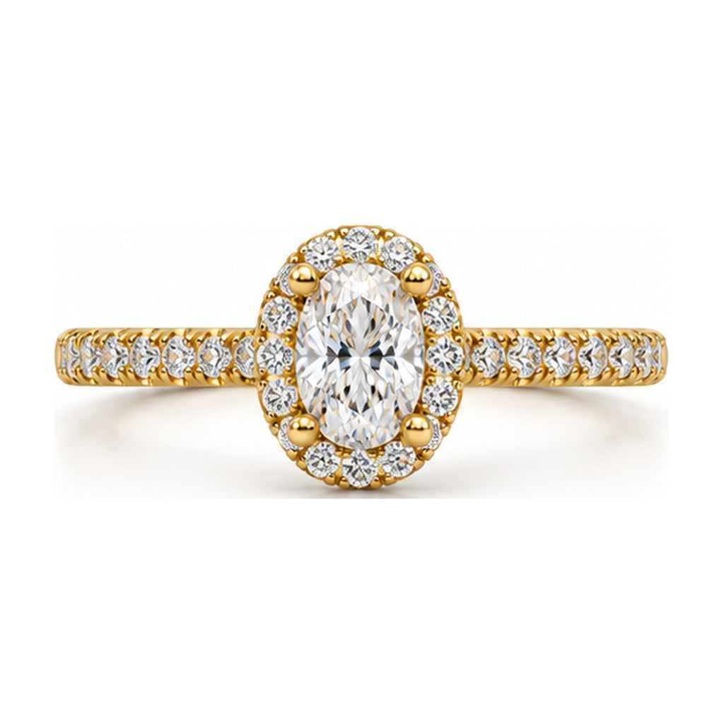 Oval Halo Pavé Engagement Ring top view