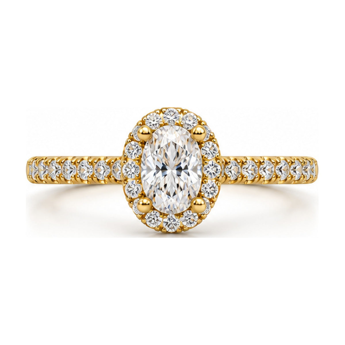 Oval Halo Pavé Engagement Ring top view