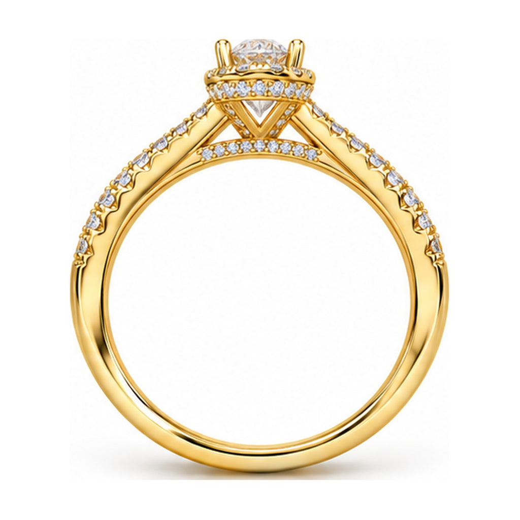 Pear Halo Pavé Engagement Ring back view