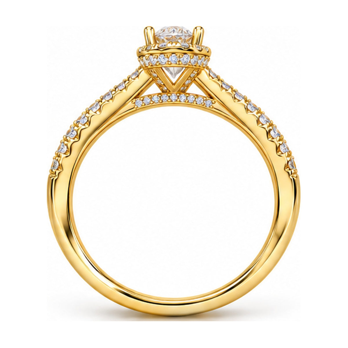 Pear Halo Pavé Engagement Ring back view