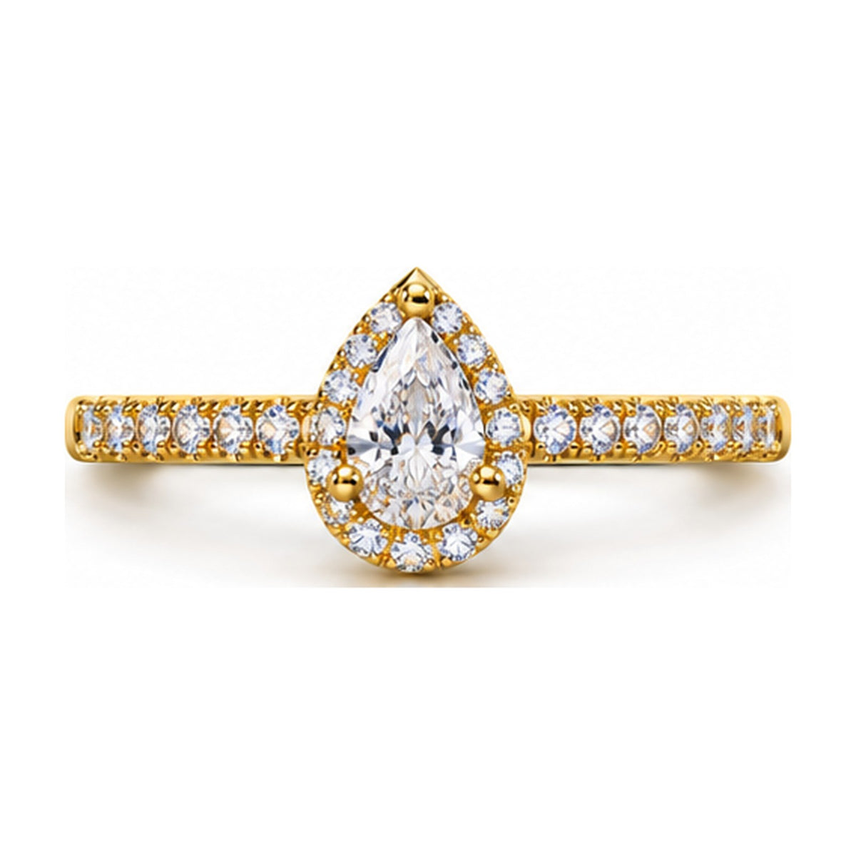Pear Halo Pavé Engagement Ring top view