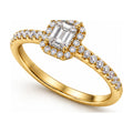Emerald Cut Halo Pavé Engagement Ring angle view