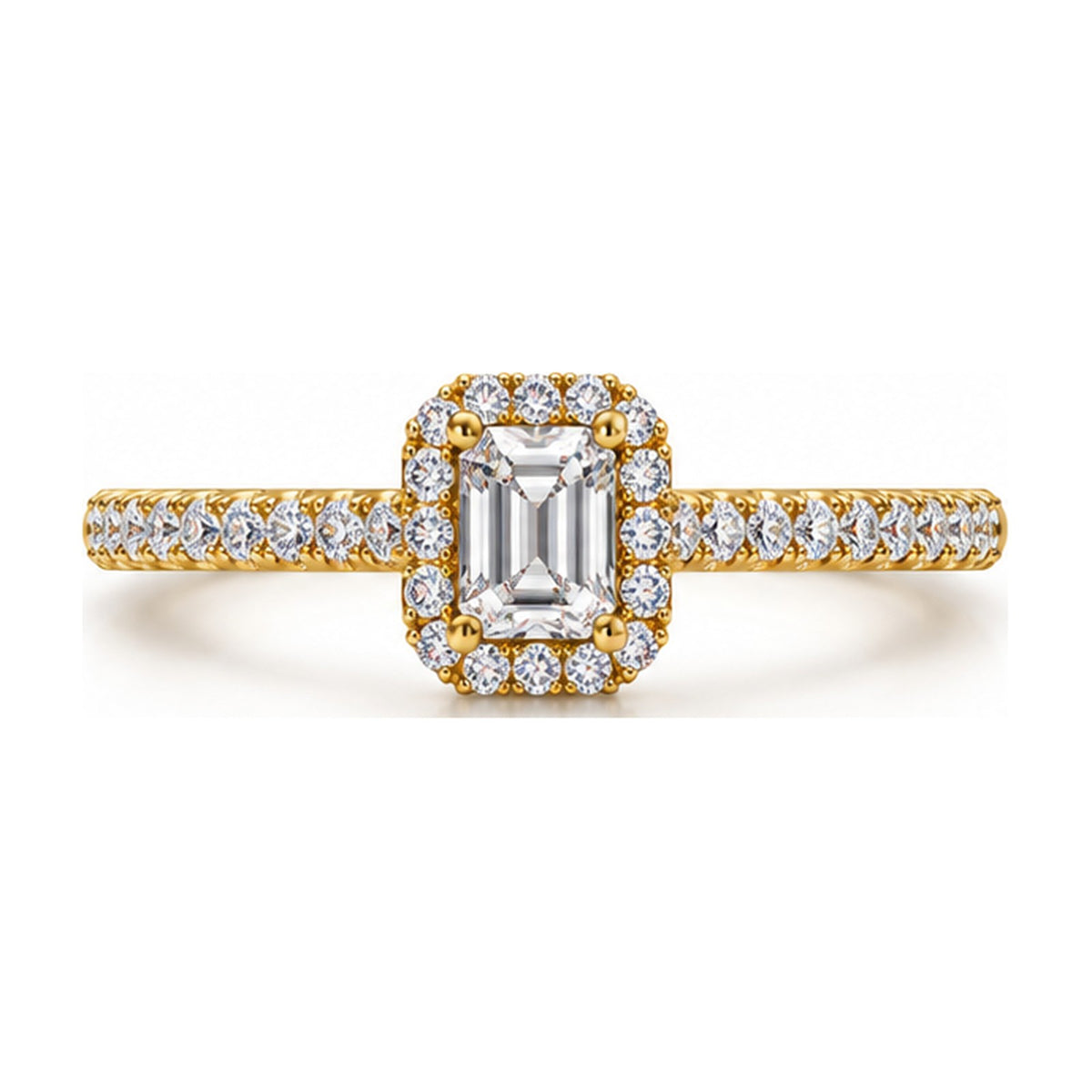 Emerald Cut Halo Pavé Engagement Ring top view