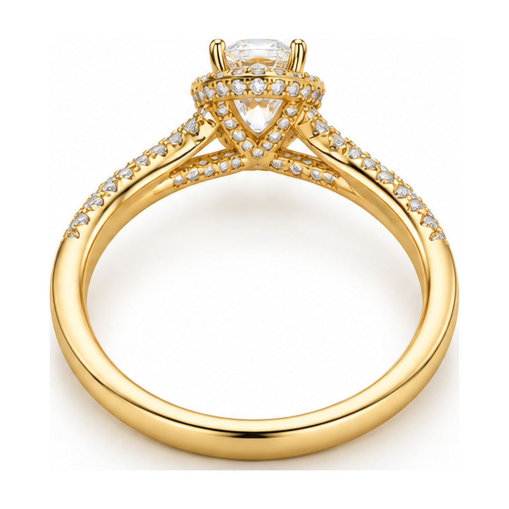 Oval Halo Split Shank Engagement Ring back view