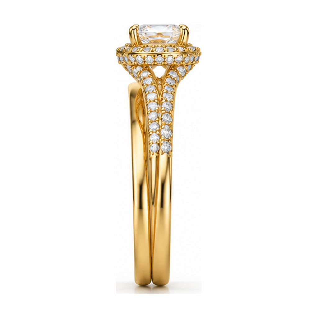 Oval Halo Split Shank Engagement Ring side view