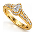 Pear Halo Split Shank Engagement Ring angle view