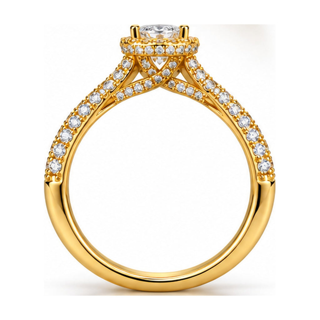 Pear Halo Split Shank Engagement Ring side view