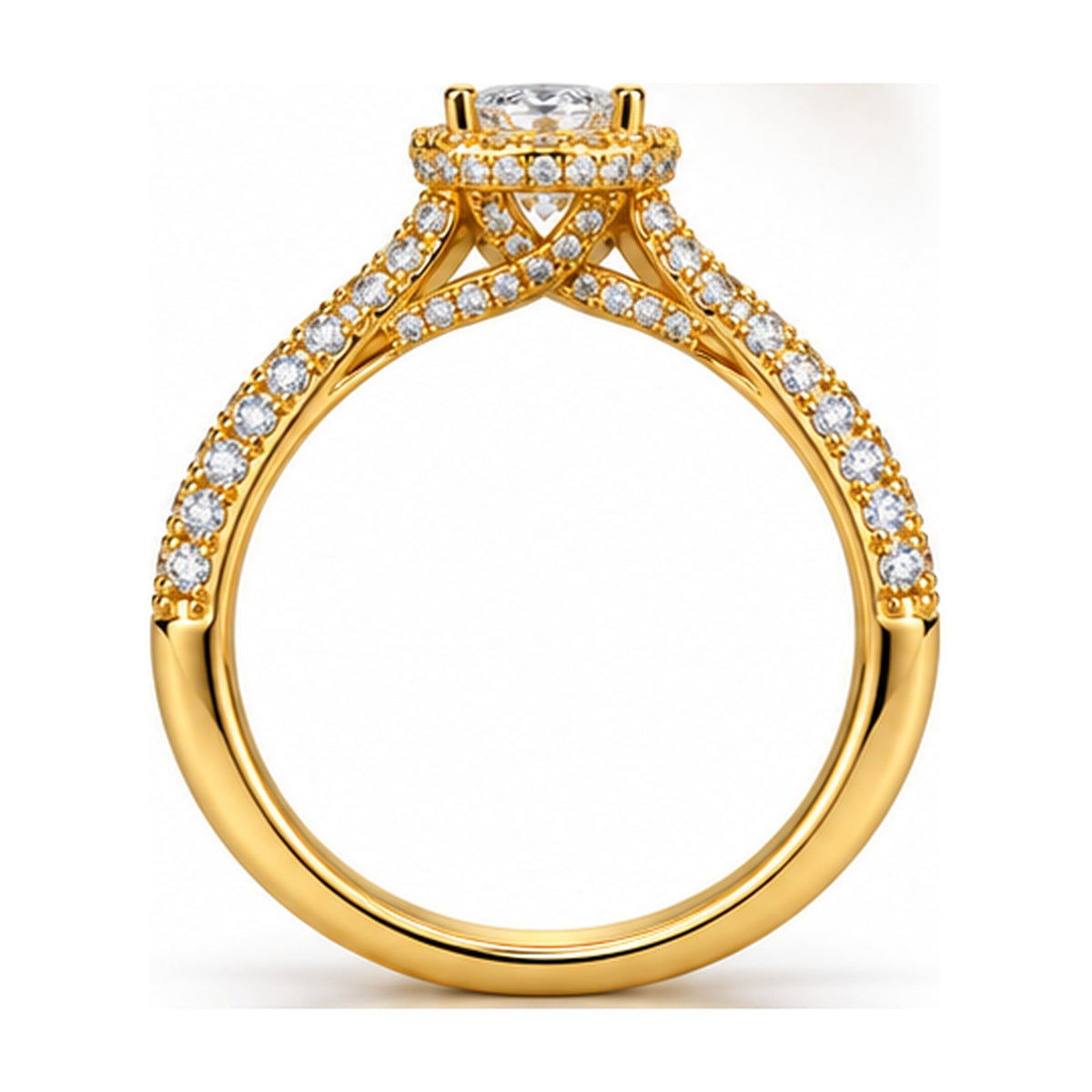 Pear Halo Split Shank Engagement Ring side view
