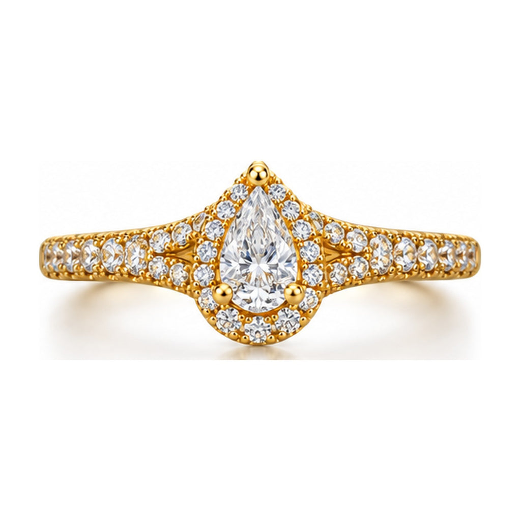 Pear Halo Split Shank Engagement Ring top view