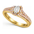 Emerald Cut Halo Split Shank Engagement Ring angle view
