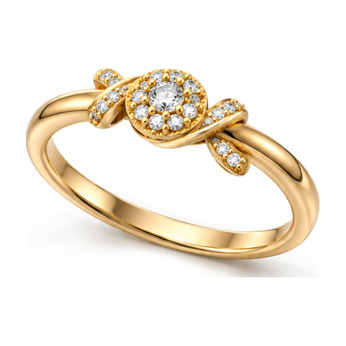 Love Knot Ring with Halo Centre Stone angle view
