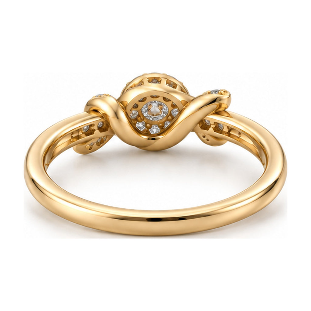 Love Knot Ring with Halo Centre Stone back view