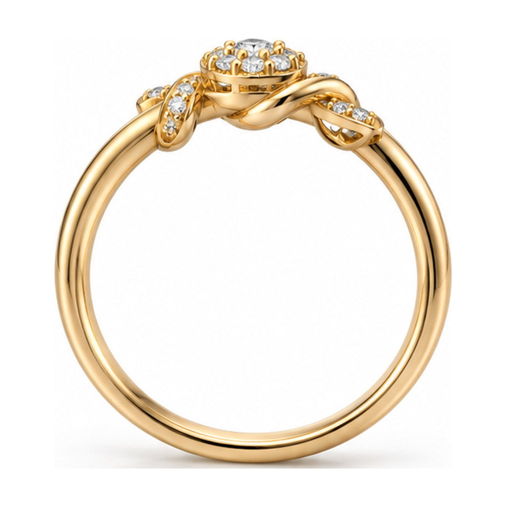 Love Knot Ring with Halo Centre Stone side view