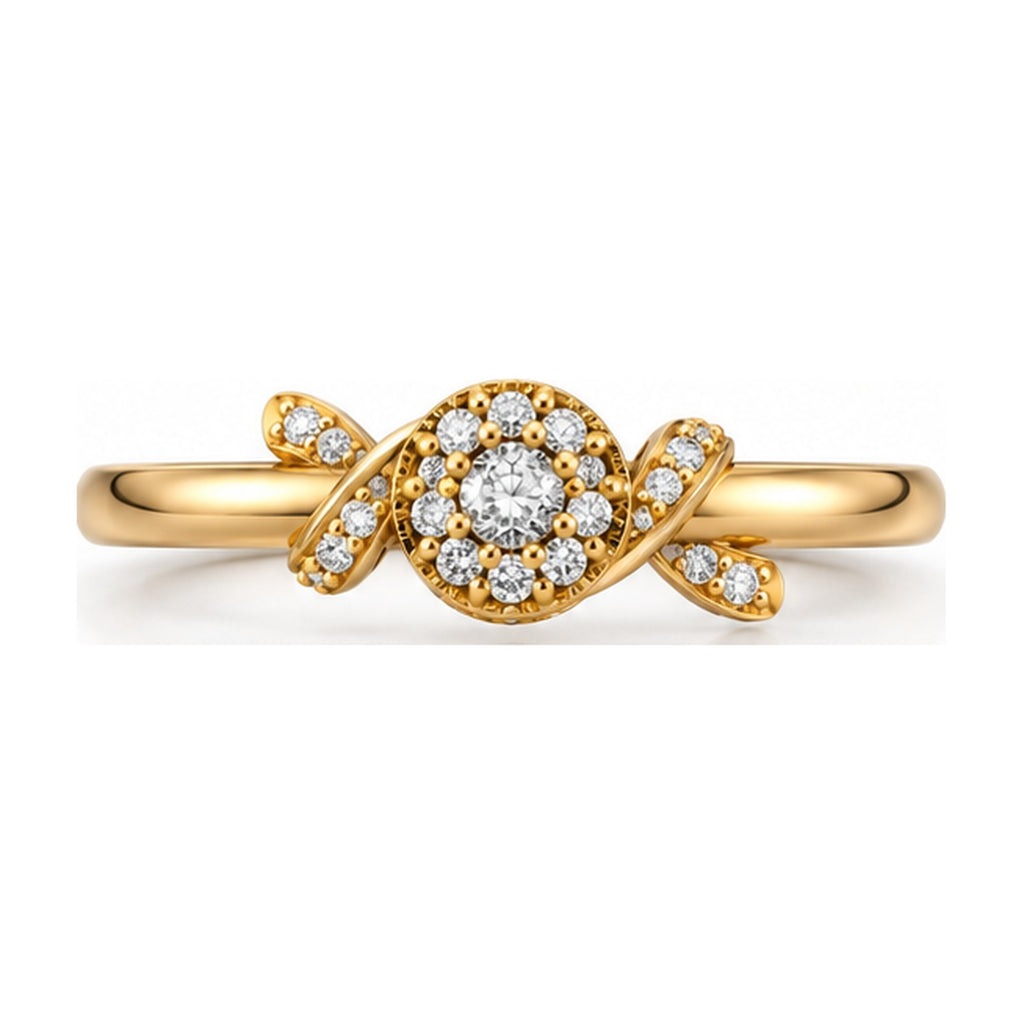 Love Knot Ring with Halo Centre Stone top view