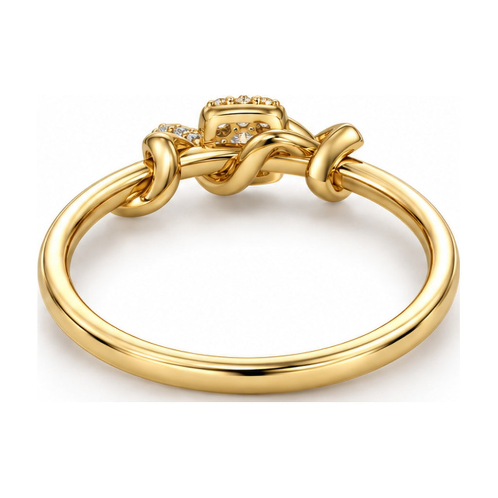 Love Knot Ring with Cushion Cluster back view