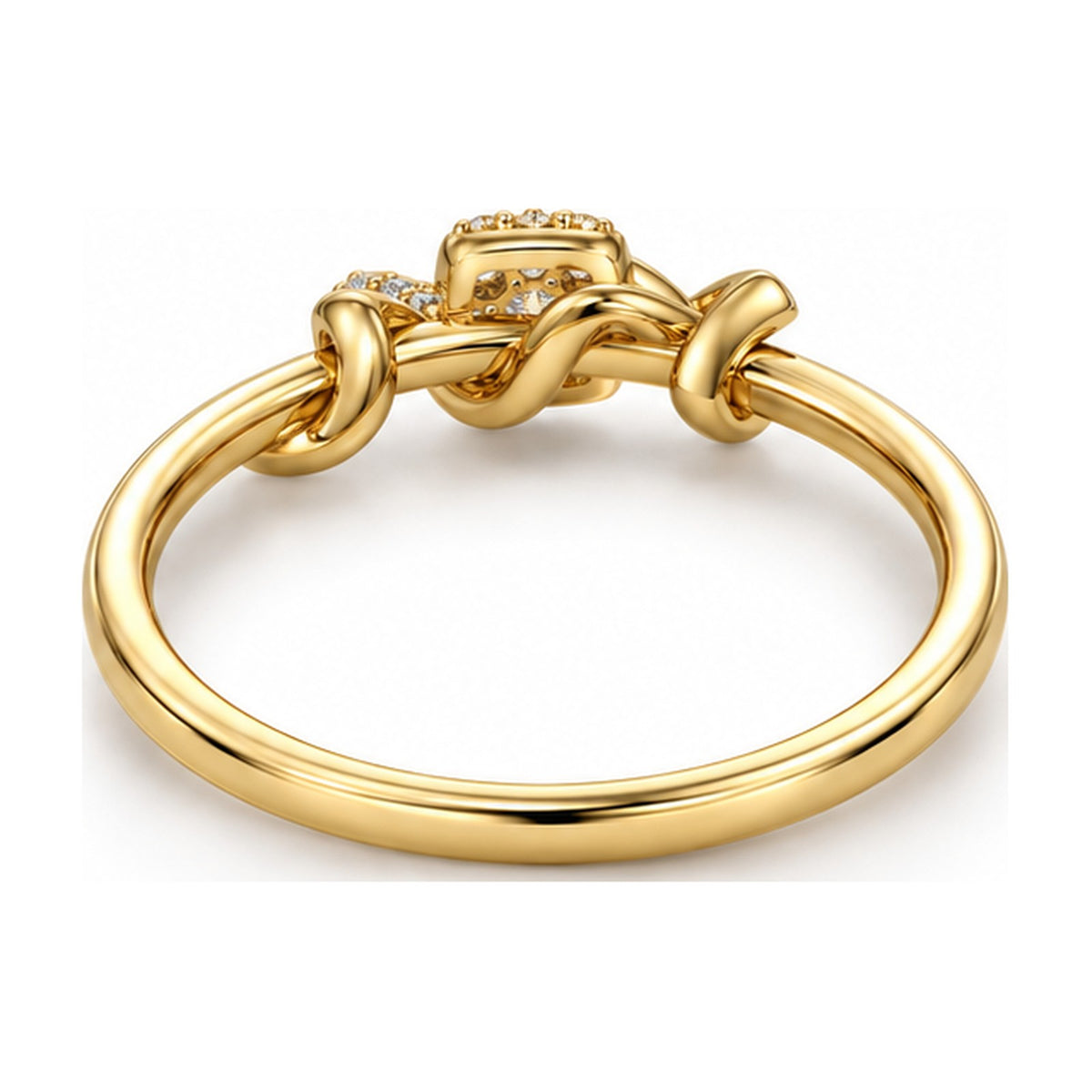 Love Knot Ring with Cushion Cluster back view