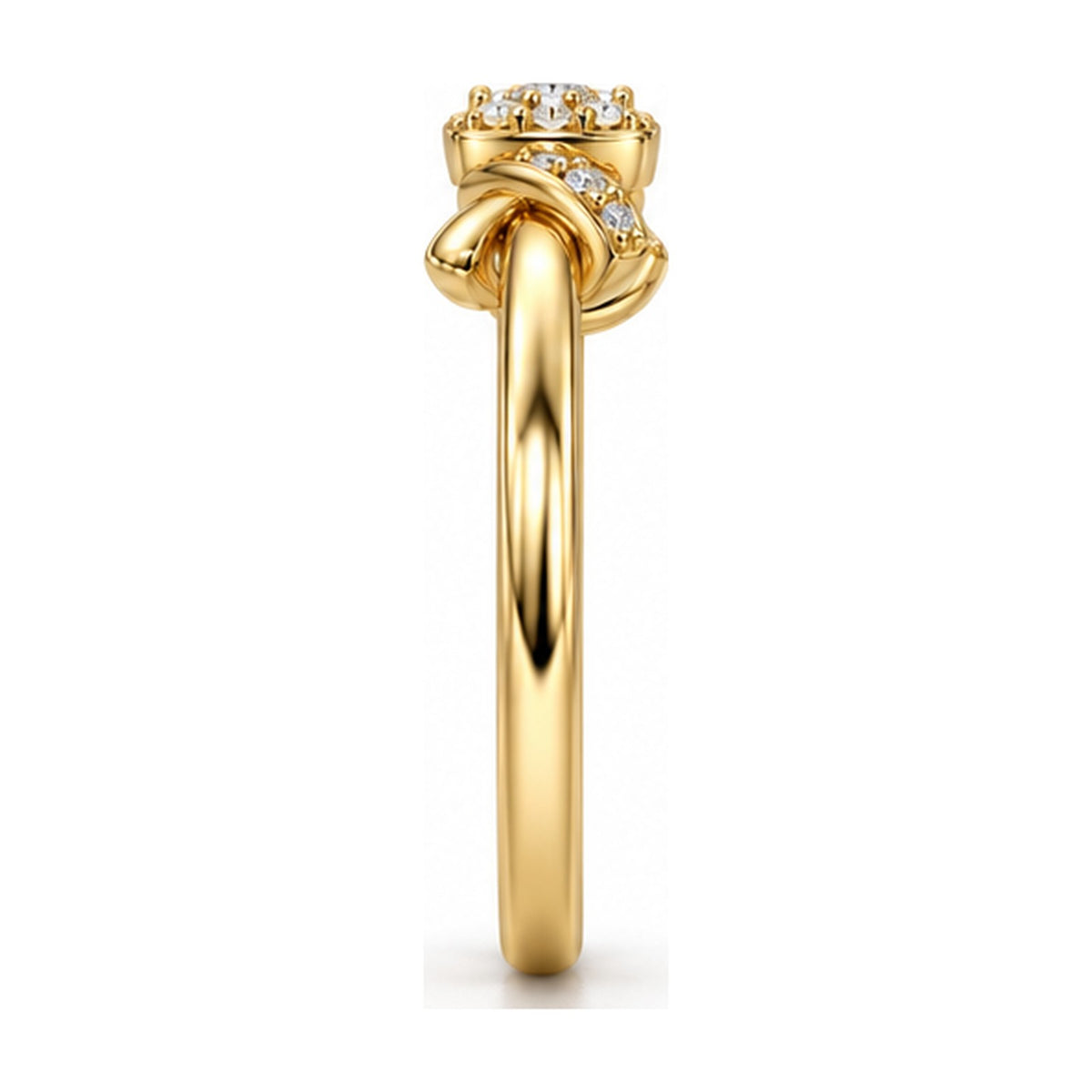 Love Knot Ring with Cushion Cluster side view