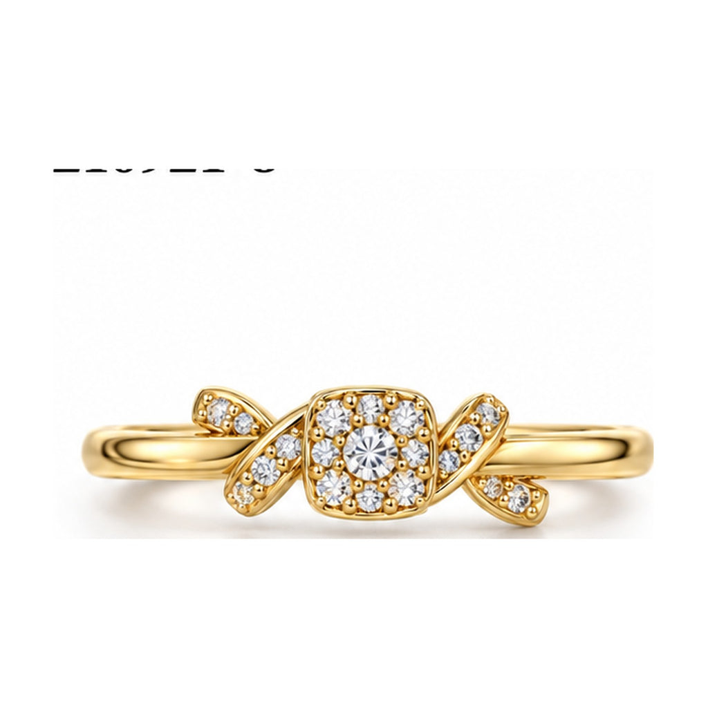 Love Knot Ring with Cushion Cluster top view