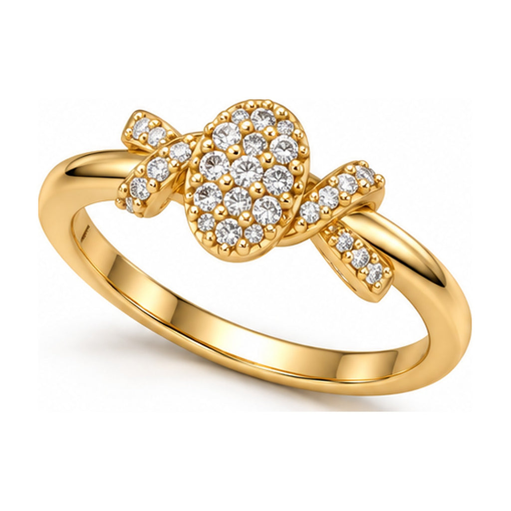 Love Knot Ring with Oval Cluster angle view