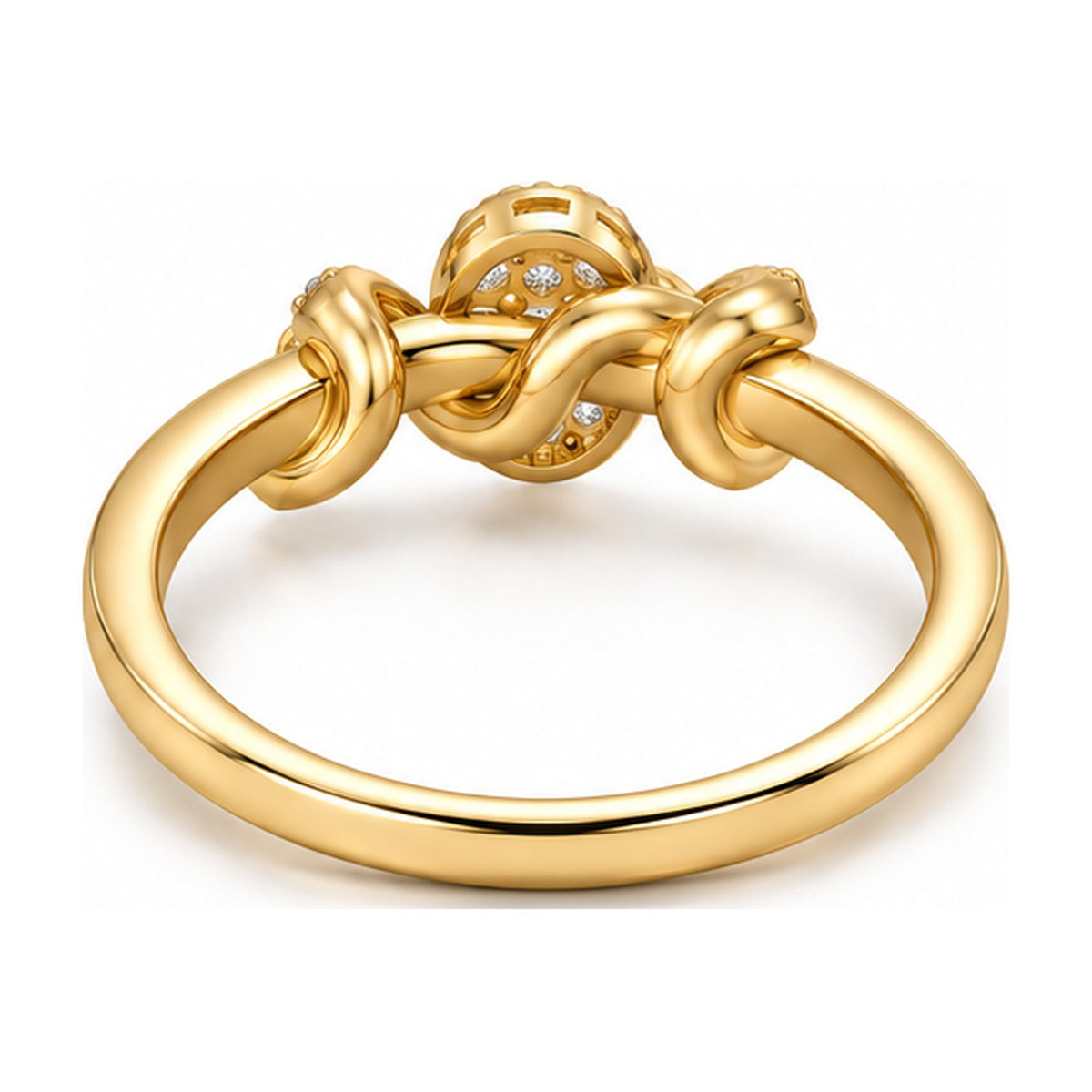 Love Knot Ring with Oval Cluster back view