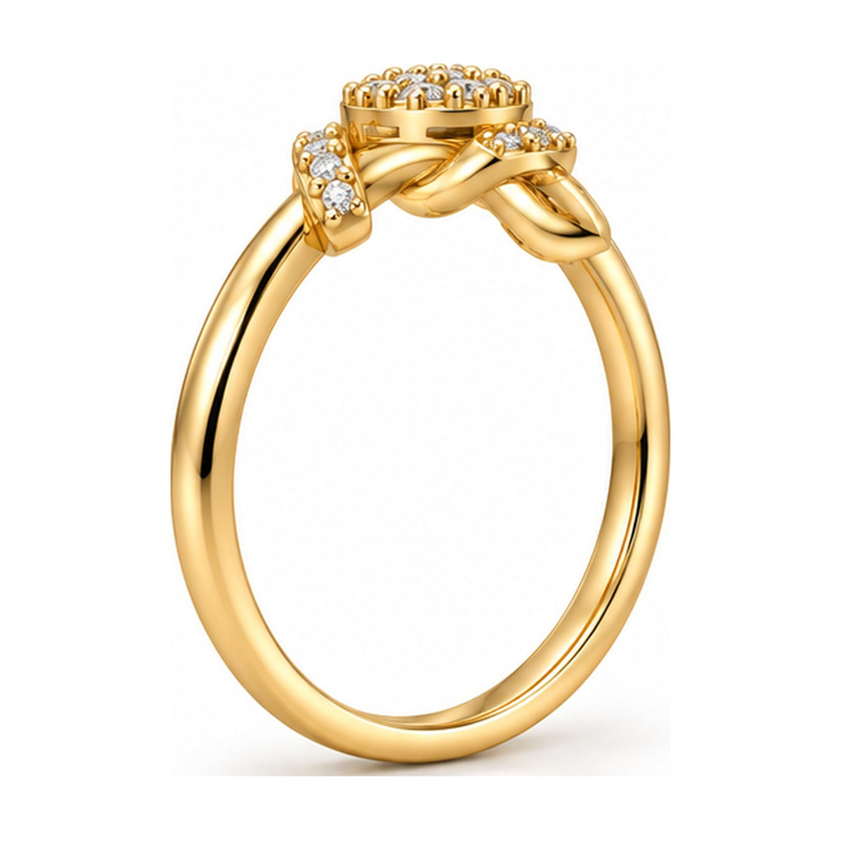 Love Knot Ring with Oval Cluster side view